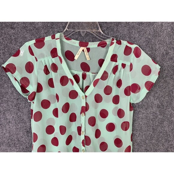 Truth Button Up Blouse Women S Tie Waist Polka Dots - Picture 2 of 8